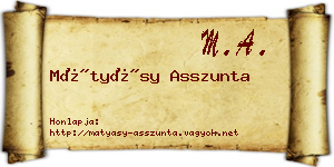 Mátyásy Asszunta névjegykártya